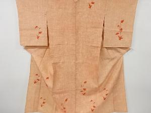 アンティーク　草の実模様手織り節紬単衣着物